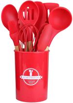 Jogo Utensílios de Cozinha em Silicone Madeira 12 Peças
