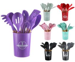 Jogo utensilios de cozinha em silicone madeira 12 pecas verde Jogo utensilios de cozinha em silicone madeira 12 pecas verde