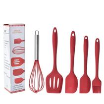 Jogo Utensilios De Cozinha Silicone 5 Peças - Vermelha