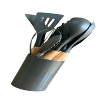 Jogo Utensilios de Cozinha Silicone Cabo de Madeira M-fj-037