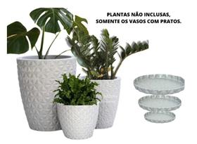 Jogo Vasos Diamante 3d Planta Casa Jardim 3 Tamanhos P, M, G-cinza Jogo Vasos Diamante 3d Planta Casa Jardim 3 Tamanhos P, M, G-cinza