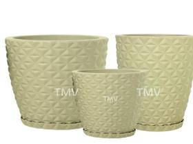 Jogo Vasos P Luxo Diamante Planta Decoração Casa Jardim--Bege Jogo Vasos P Luxo Diamante Planta Decoração Casa Jardim--Bege