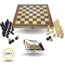 Jogo Xadrez Dama Gamão Madeira Tabuleiro 3 Em 1 29x29