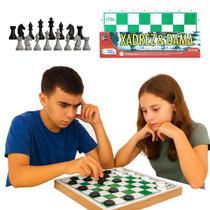 Jogo Xadrez Dama Tabuleiro Estojo Educativo Resistente MDF Jogo Xadrez Dama Tabuleiro Estojo Educativo Resistente MDF