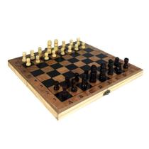 Jogo de Xadrez Madeira 32 pçs Tabuleiro Dobrável Estojo Padrão Escolar  26x26 cm Oficial Raciocínio Lógico - Erafull