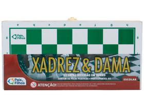 Jogo Xadrez e Dama Escolar Tabuleiro