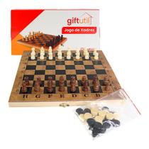 Jogo Xadrez Profissional Tabuleiro Dobrável de Madeira Estratégia