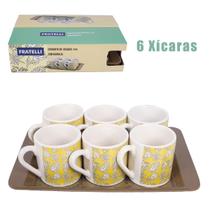 Jogo Xícara Café Expresso Conjunto 6 Canecascom Bandeja 85Ml