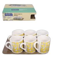 Jogo Xícara Café Expresso Conjunto 6 Canecascom Bandeja 85Ml