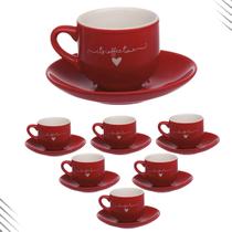 Jogo xicara café lamour 90ml porcelana com 12 peças