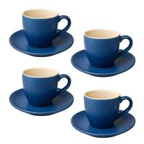 Jogo xicara cafe pires ceramica azul canequinha 8pç 280ml