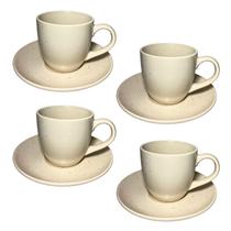 Jogo xicara cafe pires ceramica offwhite canequinha 8pç280ml Jogo xicara cafe pires ceramica offwhite canequinha 8pç280ml