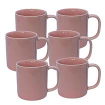 Jogo Xicara Caneca Cafe Cha Porcelana Rosa 200ml 06un