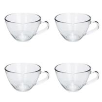 Jogo Xicara Cha Cafe Vidro Incolor Temperado 4pcs Jogo Xicara Cha Cafe Vidro Incolor Temperado 4pcs