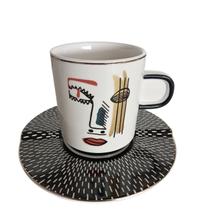 Jogo Xícara p/ Chá 200ml Faces New Bone 4un Borda Dourada