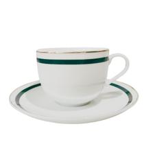 Jogo Xícara para Cafe 90ml Porcelana Branca Filete Ouro LHermitage