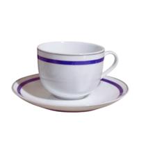 Jogo Xícara para Cafe 90ml Porcelana Branca Filete Ouro LHermitage