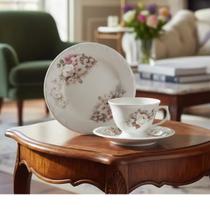 Jogo Xícara para Chá e Prato Sobremesa Eterna 18pç Porcelana Schmidt