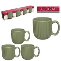 Jogo Xicara Porcelana Para Cafe Graffiato Verde 4 Pcs 100ml