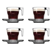 Jogo xicaras c/ pires cafe expresso cha 75 ml vidro 8 pcs cristal - Glass Jogo xicaras c/ pires cafe expresso cha 75 ml vidro 8 pcs cristal - Glass
