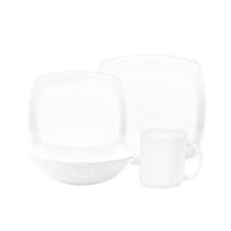 Jogo Xicaras C/Pires Vidro Branco 16 Pcs