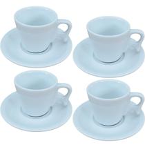 Jogo Xícaras Café 80ml Cabo Prático c/pires 8 pçs Porcelana Jogo Xícaras Café 80ml Cabo Prático c/pires 8 pçs Porcelana