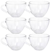 Jogo Xicaras Café/chá Vidro Transparente 220ml 6 Pç S/ Pires