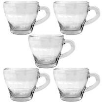 Jogo Xicaras Café Expresso Vidro Liso 70ml 5 Pç S/ Pires
