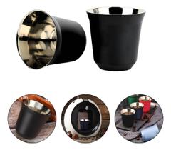 Jogo Xícaras Café Pixie Espresso Parede Dupla Inox Térmica Preta Jogo Xícaras Café Pixie Espresso Parede Dupla Inox Térmica Preta
