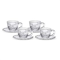Jogo Xícaras Café Vidro 100ml 4 Peças Trancoso Hauskraft Transparente Coqueiro - Mesa Posta Elegante