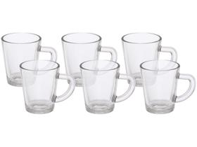 Jogo Xícaras Caneca em Vidro 6 Peças Café Chá Expresso 70ml