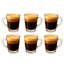 Jogo Xícaras Caneca em Vidro 6 Peças Café Chá Expresso 70ml