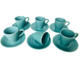 Jogo Xícaras com Pires Coup Rainbown com 06 peças Verde - Scalla - CERÂMICA SCALLA