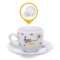 Jogo Xícaras Cozinha Café Com Pires 80ml Porcelana Honey 12 Peças