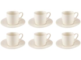 Jogo Xícaras De Café Chá Porcelana Com Pires 80ml 12 Peças Jogo Xícaras De Café Chá Porcelana Com Pires 80ml 12 Peças