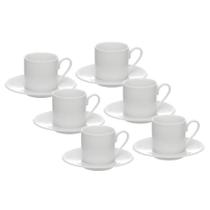 Jogo Xícaras De Café Chá Porcelana Com Pires 80ml 12 Peças Jogo Xícaras De Café Chá Porcelana Com Pires 80ml 12 Peças
