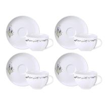 Jogo Xicaras de Café Com Pires 100ml Kit 4 Peças Porcelana Lilla Tramontina