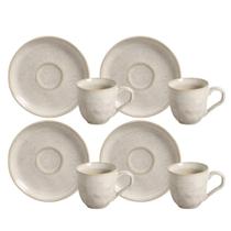 Jogo Xicaras De Café Com Pires 120Ml 4 Pçs Bio Latte Rustico