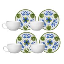 Jogo Xicaras De Café Com Pires 85Ml Kit 4Pcs Cerâmica Naples