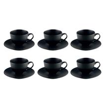 Jogo Xicaras de Café Com Pires 85ml Kit 6 Peças Cerâmica