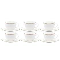 Jogo Xicaras De Café Com Pires 90ml Porcelana Kit 6 Peças Borda Dourada Luxo Legacy Gold Jogo Xicaras De Café Com Pires 90ml Porcelana Kit 6 Peças Borda Dourada Luxo Legacy Gold