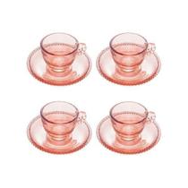 Jogo Xícaras De Café Em Cristal Wolff Pearl 80ml 4 Peças Rosa Conjunto Elegante Luxo Utensílios De Cozinha