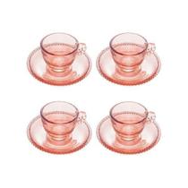 Jogo xícaras de café em cristal Wolff Pearl 80ml 4 peças rosa