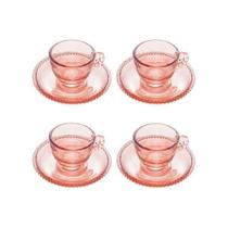 Jogo xícaras de café em cristal Wolff Pearl 80ml 4 peças rosa