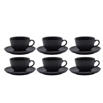 Jogo Xicaras de Chá Café Com Pires 6pcs 200ml Cerâmica Oxford Preto Flat Ônix Jogo Xicaras de Chá Café Com Pires 6pcs 200ml Cerâmica Oxford Preto Flat Ônix