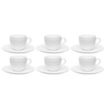 Jogo Xicaras de Chá Café Com Pires 6pcs Porcelana Branca 200ml Oxford