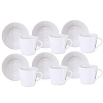 Jogo Xícaras De Chá Café Com Pires Kit 6 Peças 185ml Grid Porcelana Decorada Tramontina
