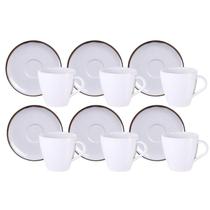 Jogo Xícaras De Chá Café Com Pires Kit 6 Peças 200ml Canyon Porcelana Bordas Decoradas Tramontina
