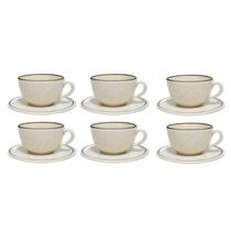 Jogo Xicaras de Chá Café Com Pires Kit 6pcs 200ml Cerâmica Oxford Unni Brisa - Alleanza