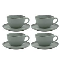 Jogo Xicaras De Chá Café Pires 4Pcs 200Ml Cerâmica Oxford
